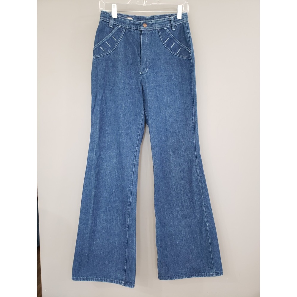 Vintage 70s STUFFED JEANS Bellbottoms Denim High Waisted